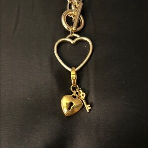 Gold Heart Pendant Charm Holder Necklace with one Spartina Charm.NWT